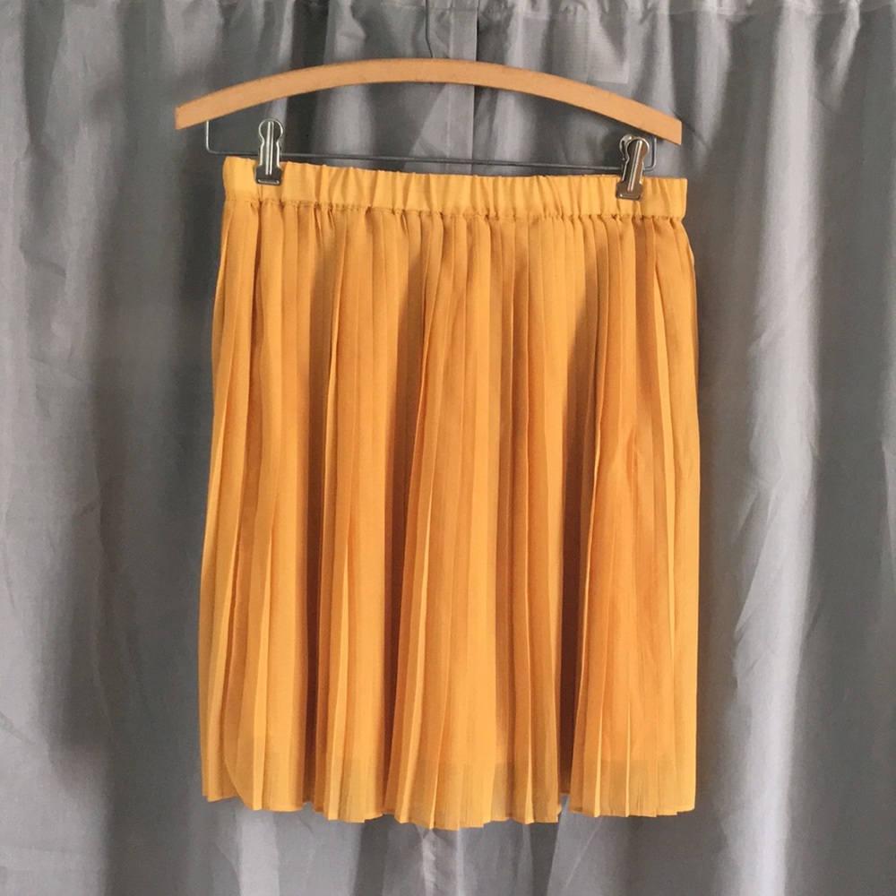 Tulip B Mustard Yellow Pleated Chiffon Skirt